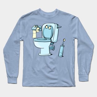 toilet bowl and toilet paper holder Long Sleeve T-Shirt